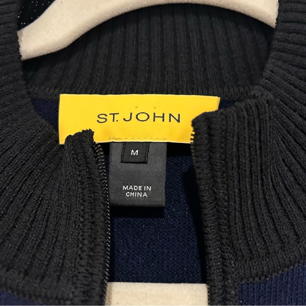 St John Colorblock Zip-Up Sweater Bomber Jacket size medium - Picture 4 of 7